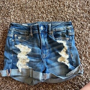 American Eagle Distressed Blue Denim Shorts